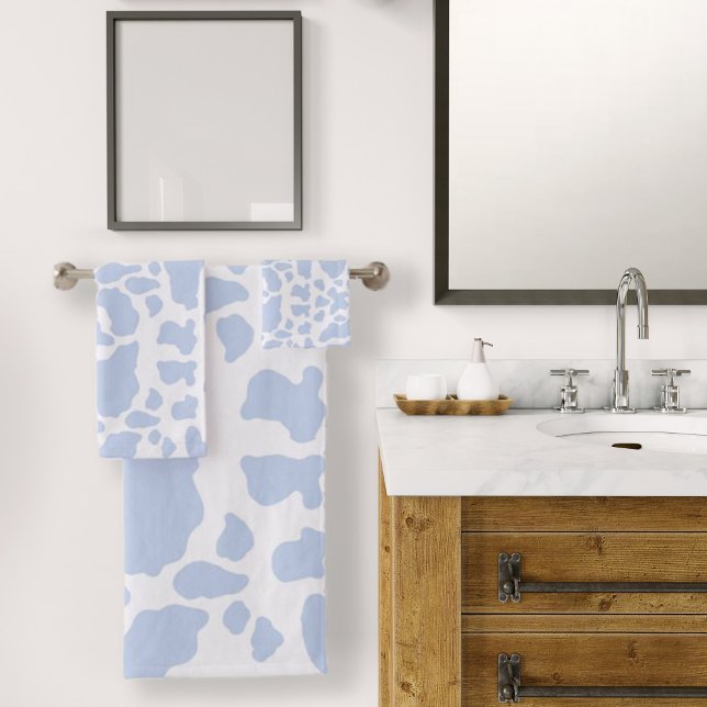 Blue Cow Spots Animal Print Pattern Bath Towel Set (Blue Cow Spots Animal Print Pattern Bath Towel Set by Looly Elzayat
)