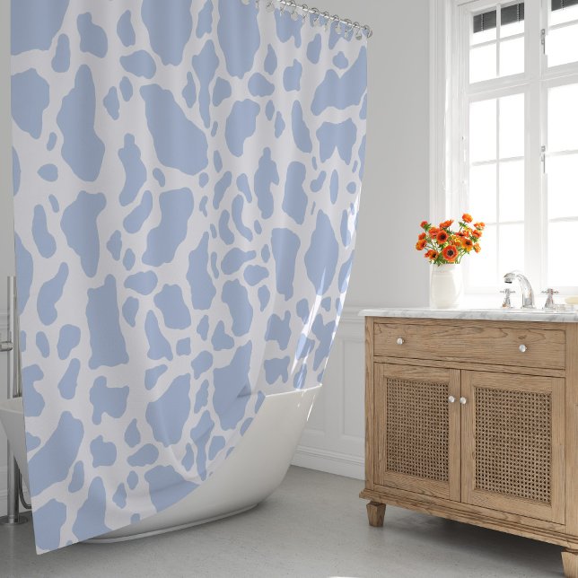 Blue Cow Spots Animal Print Pattern Shower Curtain (Blue Cow Spots Animal Print Pattern Shower Curtain by Looly Elzayat)