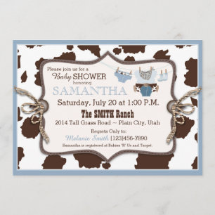 Blue Cowboy Baby Shower Bandanna Jumper Invitation