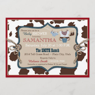 Blue Cowboy Baby Shower Bandanna Jumper Invitation