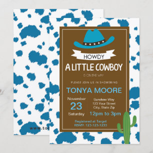 Blue Cowboy Baby Shower Invitation