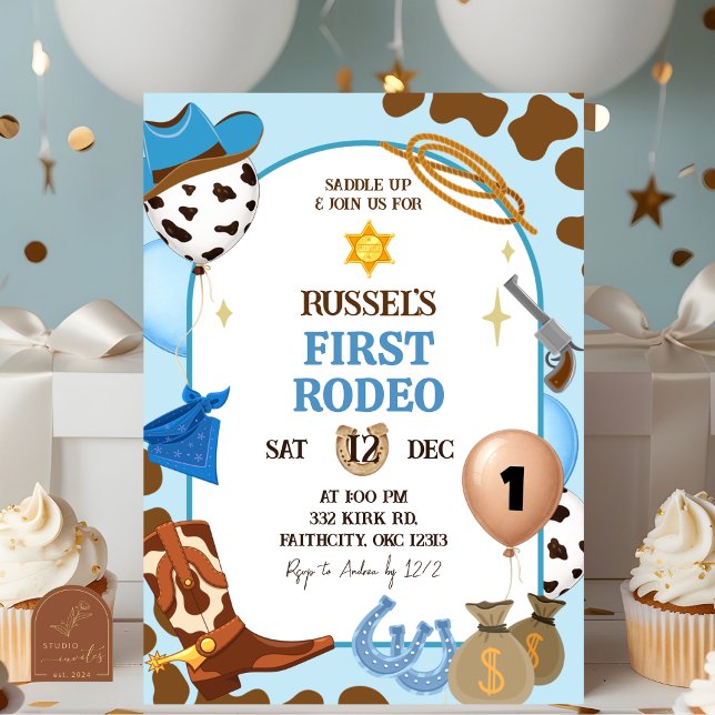 Blue Cowboy Birthday Invitation (Creator Uploaded)