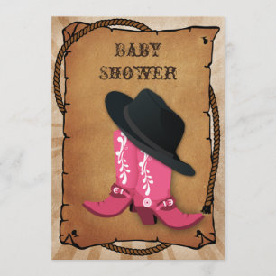 blue cowboy boots western Baby shower Invitation