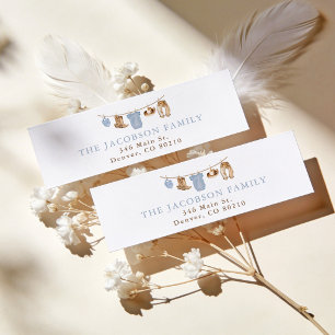 Blue Cowboy Clothesline Baby Shower Return Address