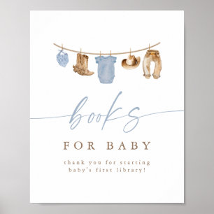 Blue Cowboy Clothesline Books for Baby Poster