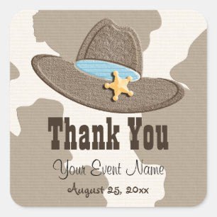 Blue Cowboy Hat Favour Labels Stickers