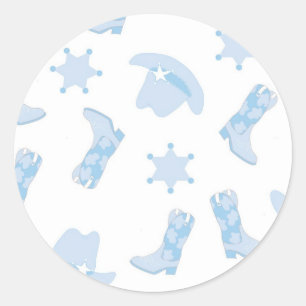Blue Cowboy Hats Cowboy Boots Boys Cowboy Classic Round Sticker