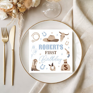 Blue Cowboy Western Birthday Napkins