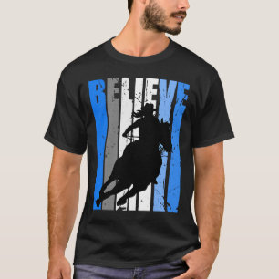 Blue Cowgirls Horse Riding Rider Retro Vintage Cow T-Shirt