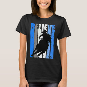 Blue Cowgirls Horse Riding Rider Retro Vintage Cow T-Shirt