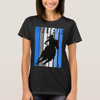 Blue Cowgirls Horse Riding Rider Retro Vintage Cow T-Shirt