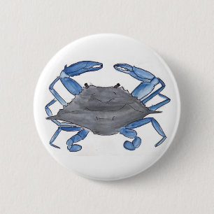 Blue Crab   6 Cm Round Badge