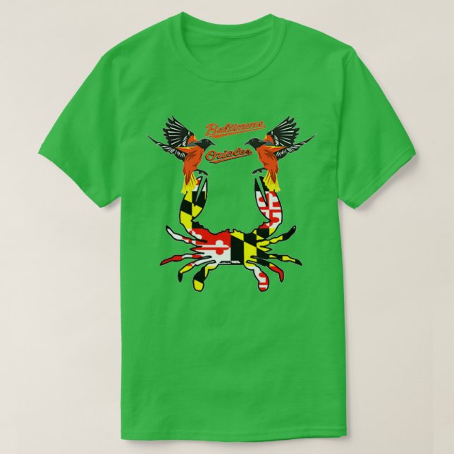 Blue Crab Baltimore Oriole fun Maryland day T-Shirt (Design Front)
