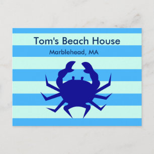 Blue Crab Beach House Personalised Post Card