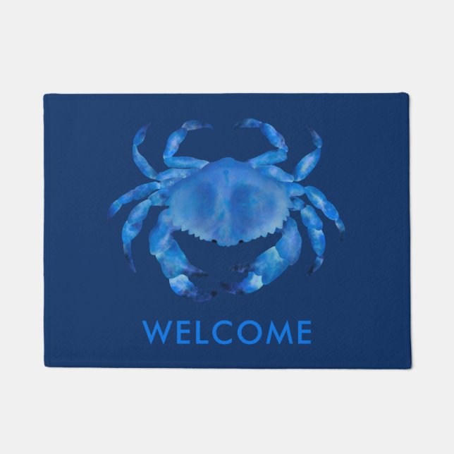 Blue Crab Beach House Welcome Doormat (Front)