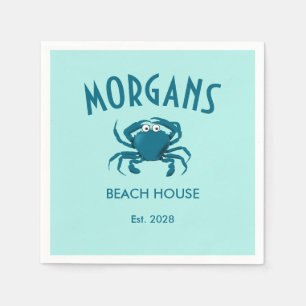 Blue Crab Beach Personalised Beach Napkins