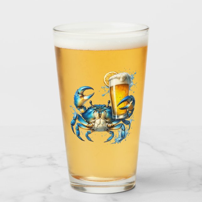 Blue Crab Beer Glass (Front Filled)