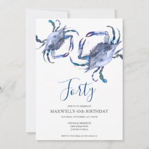 Blue Crab Boil 40th Birthday Invitation