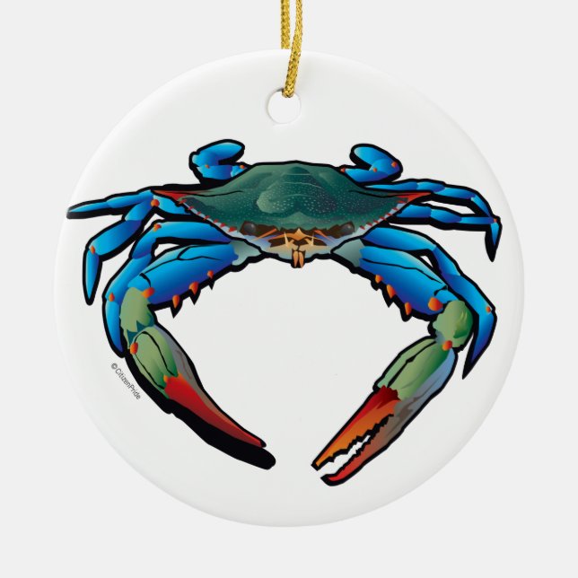 Blue Crab Ceramic Tree Decoration (Front)