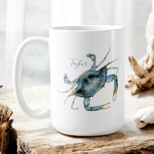 Blue Crab Coastal Delicacy with Your Name Coffee Mug
