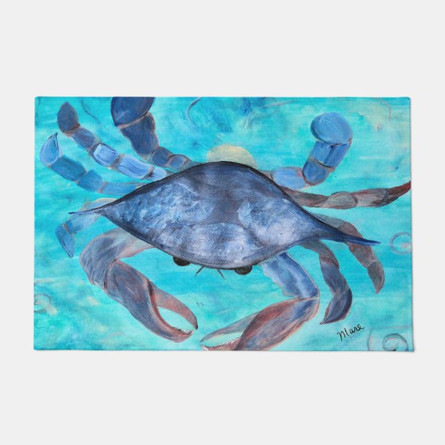 Blue crab coastal Home  Doormat (Front)