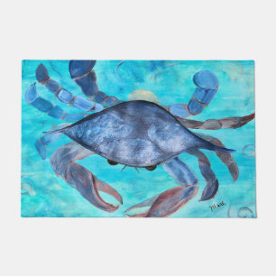 Blue crab coastal home doormat