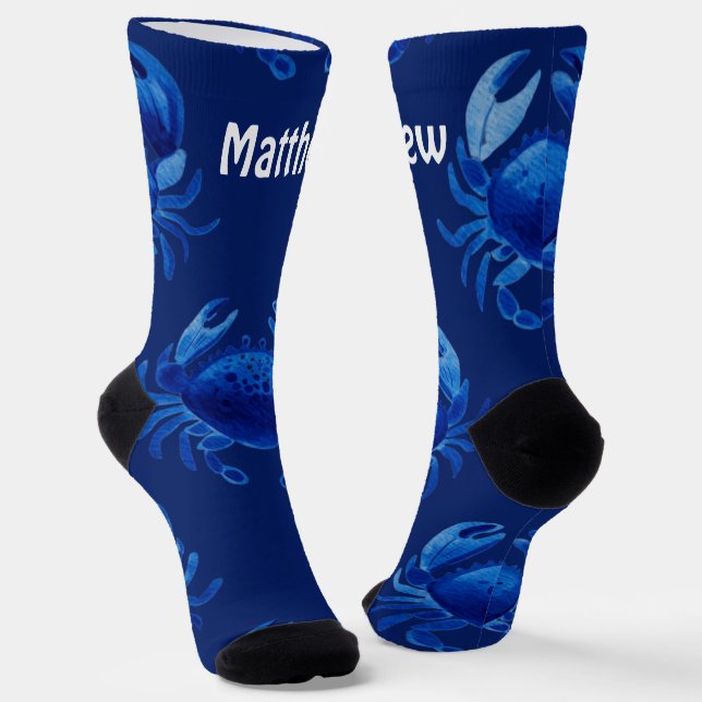 Blue Crab Crew Socks (Angled)