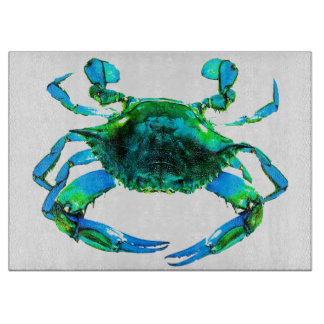Blue Crab Glass Cutting Board