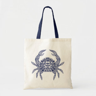 Blue crab illustration tote bag