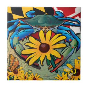 Blue Crab Maryland Black-eyed Susan Tile
