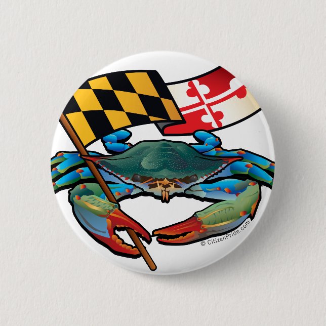 Blue Crab Maryland flag 6 Cm Round Badge (Front)