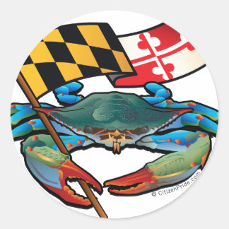 Blue Crab Maryland flag Classic Round Sticker