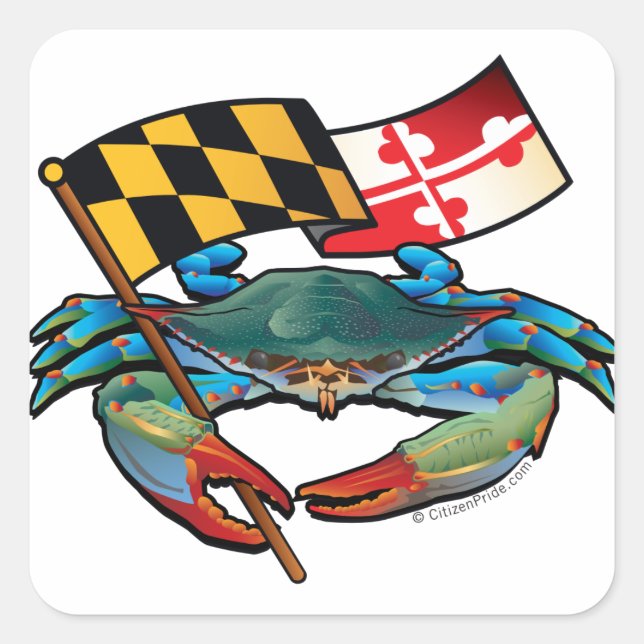 Blue Crab Maryland flag Square Sticker (Front)