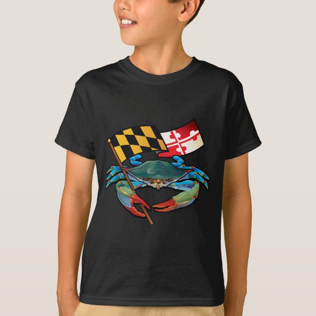Blue Crab Maryland flag T-Shirt (Front)