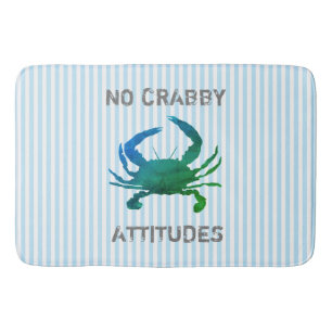 Blue Crab Nautical No Crabby Attitudes Bath Mat