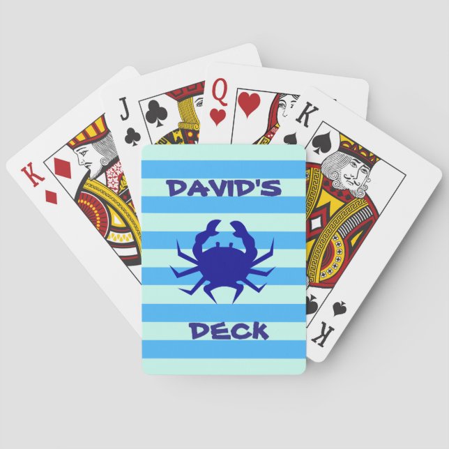 Blue Crab Nautical  Playing Cards (Back)