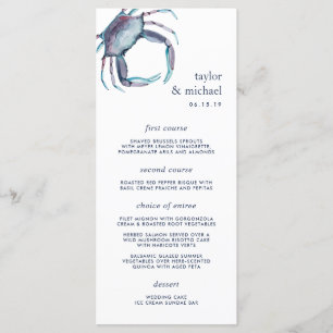 Blue Crab   Nautical Wedding Menu Card