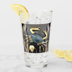 Blue Crab Ocean Metal Art Glass