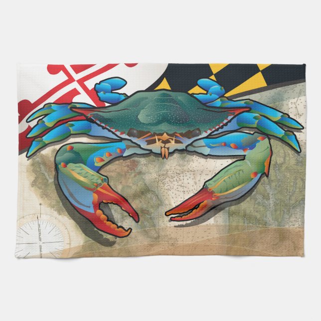 Blue Crab of Maryland Tea Towel (Horizontal)