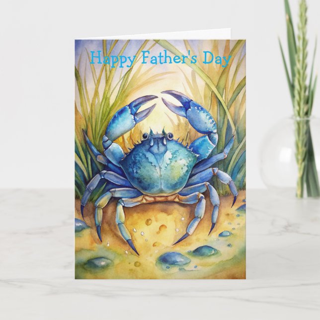 Blue Crab on a Beach Card (Front)