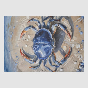 Blue Crab on Beach Tissue Paper