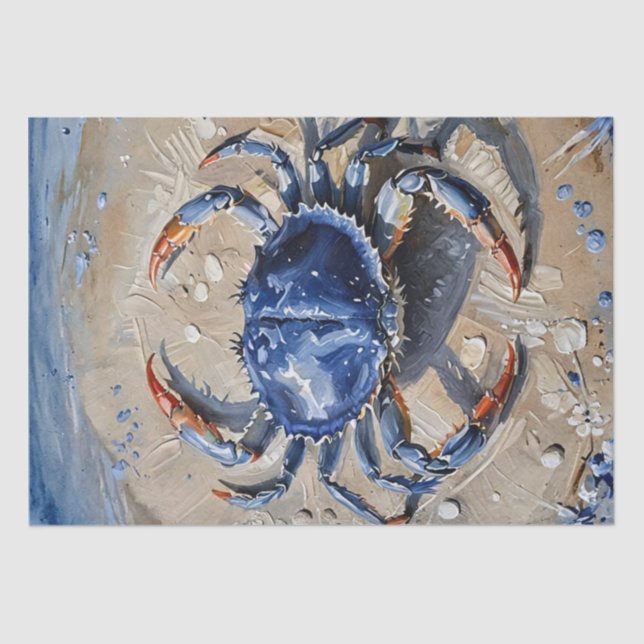 Blue Crab on Beach Tissue Paper (Front)