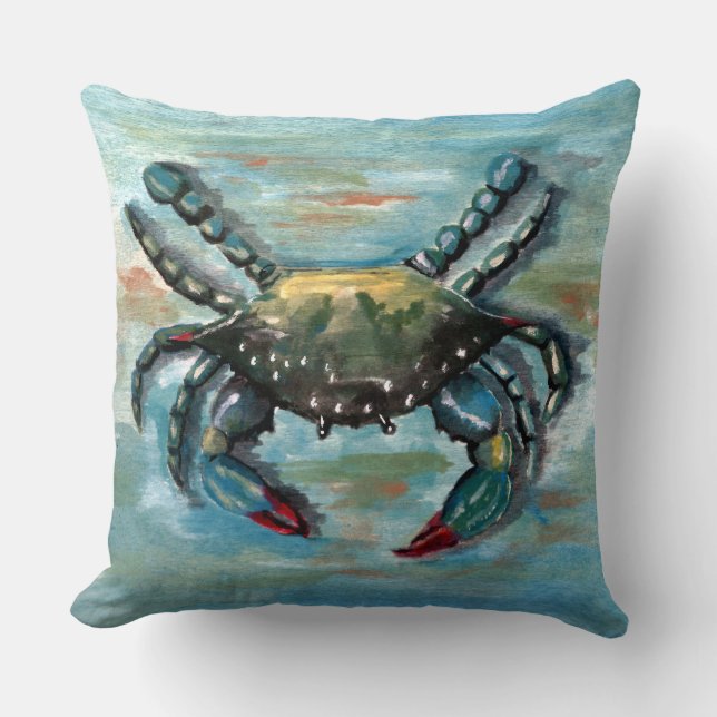 Blue Crab on Blue Cushion (Front)