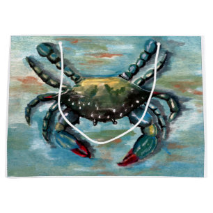 Blue Crab on Blue Large Gift Bag