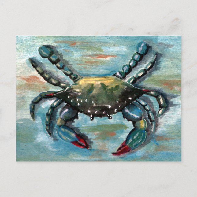 Blue Crab on Blue Postcard (Front)