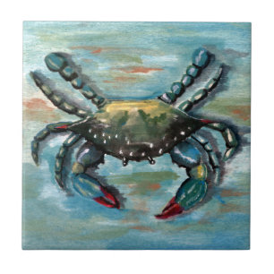 Blue Crab on Blue Tile