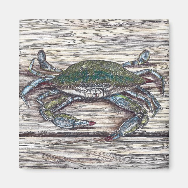Blue Crab on Dock Magnet (Front)