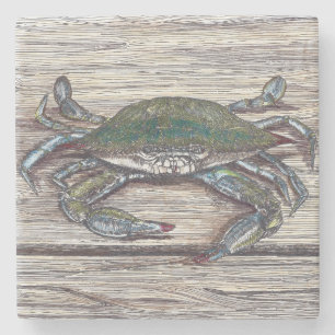 Blue Crab on Dock Stone Coaster