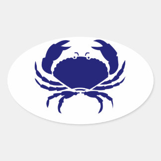 Blue Crab Oval Sticker