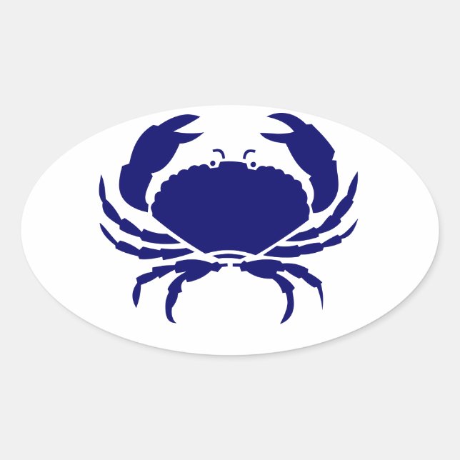 Blue Crab Oval Sticker (Front)